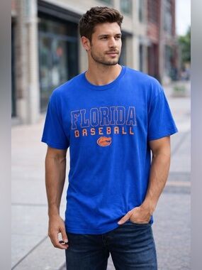 Florida Gators Baseball T-Shirt Men’s 2XL Blue Gildan Heavy Cotton Short Sleeve